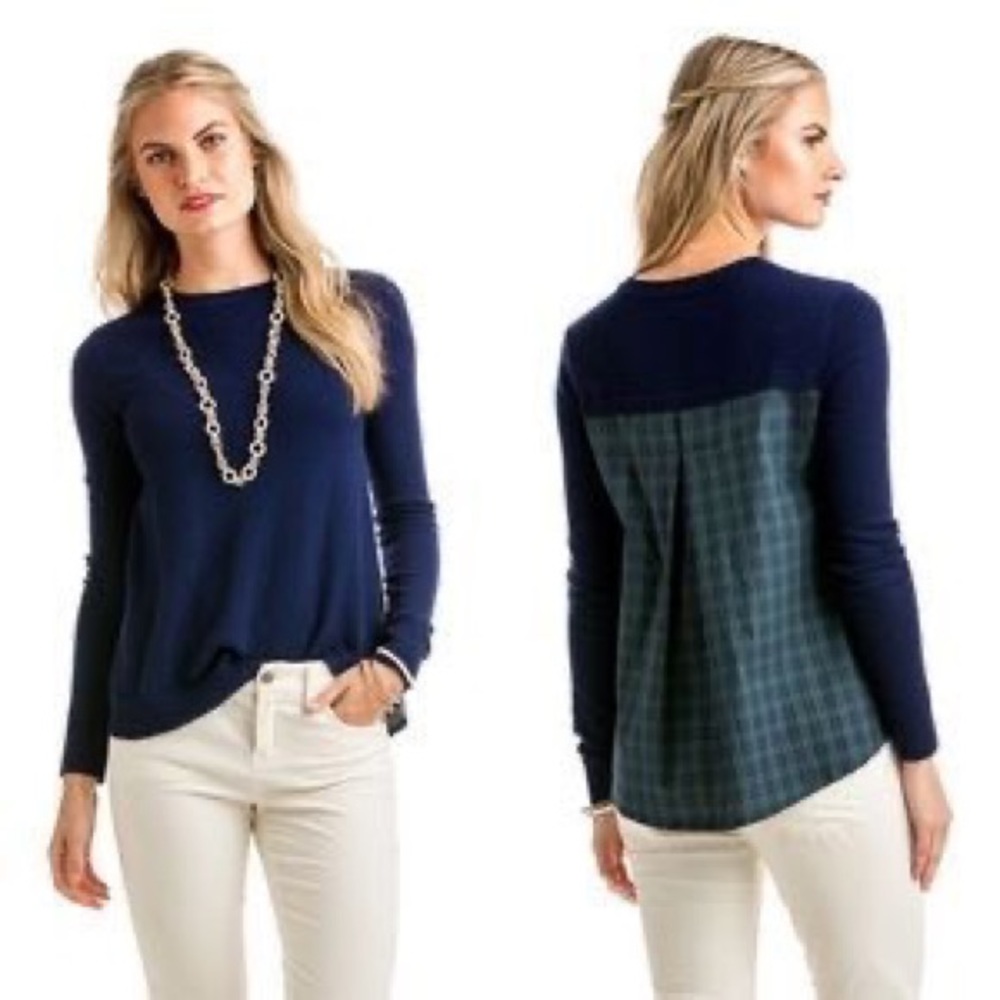 Vineyard Vines Blackwatch Plaid Woven Combo Sweater